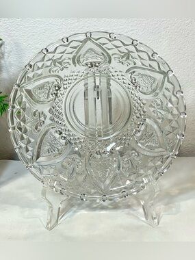 🥳BOGO! KIG Malaysia Signed Clear Glass Decorative Bowl. Embossed Design | EUC